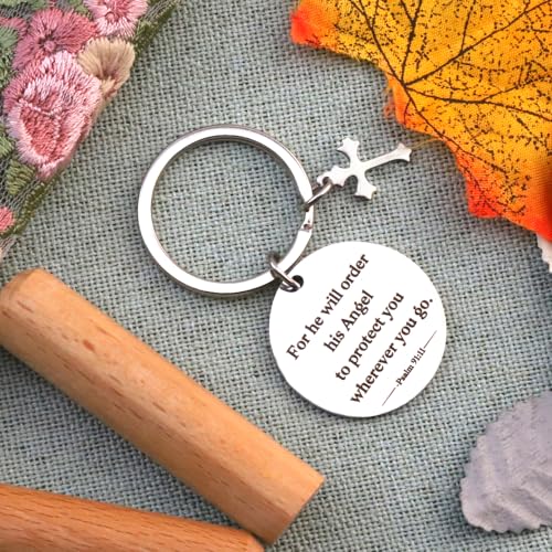 Bible Verse Gifts Keychain, Christian Bible Keychains, Christian Keychain Gifts - color: Bible-for He Will Order His Angel