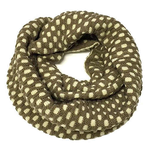 Wrapables Thick Knitted Winter Warm Infinity Scarf - color: Brown/Cream