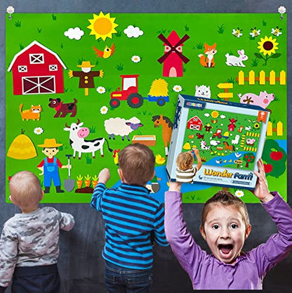 Farm Animals Felt Board Story Set, 3.6 Ft Wall Hanging Kit for Kids