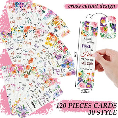 120 Pieces Bible Verses Bookmarks with Hollow Cross for Women Scripture Bookmarks Christian Book Markers for Women Men Church Gifts Supplies (Wood Flower) - style: Wood Flower