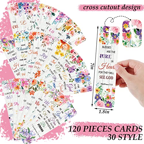 120 Pieces Bible Verses Bookmarks with Hollow Cross for Women Scripture Bookmarks Christian Book Markers for Women Men Church Gifts Supplies (Wood Flower) - style: Wood Flower