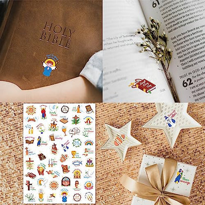 1000 PCS Bible Verse Stickers, Clear Inspirational Pray Stickers Encouraging Scripture Decals Jesus Christian Religious Faith Labels for Scrapbooks Bottles Computer Planner Diary Album Kids Adults - color: Colour Text & Image Version-a