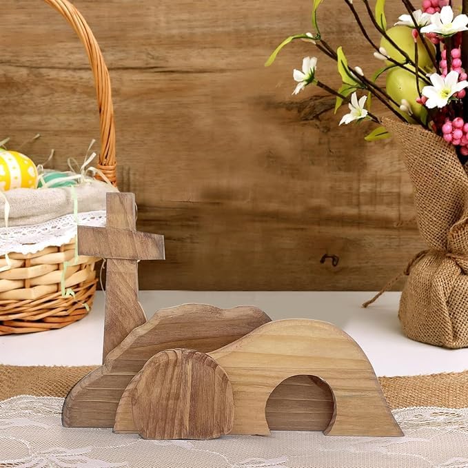 Empty Tomb Wooden Decor Easter Resurrection Scene Set for Home Decor