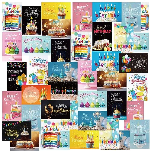 Harloon 200 Pack Happy Birthday Card Assorted Bulk with Blank Envelopes and Stickers 4 x 6 Inches Greeting Blank Happy Birthday Cards for Men Women Adults Kids, 20 Styles(Actual Style) - style: Actual Style