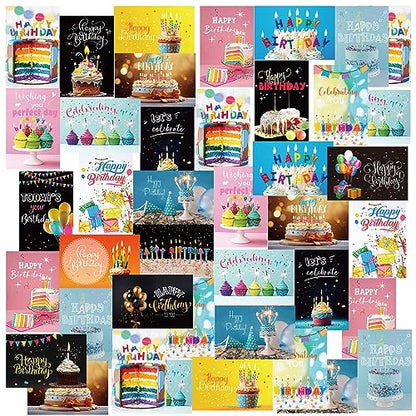 Harloon 200 Pack Happy Birthday Card Assorted Bulk with Blank Envelopes and Stickers 4 x 6 Inches Greeting Blank Happy Birthday Cards for Men Women Adults Kids, 20 Styles(Actual Style) - style: Actual Style