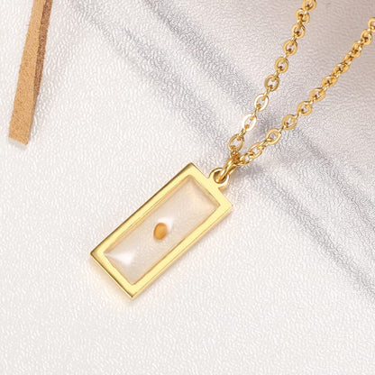 Mustard Seed Necklace - Rectangle, Round, Mountain, Hill Christian Faith Geometric Religious Inspirational Gift With Message Card - color: Gold, style: Retangle