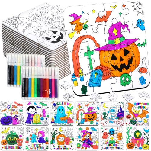 Halloween Crafts for Kids & Adults, Christian DIY Art Activities Kit Puzzle - color: Religious Halloween Colorful