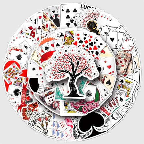 50PCS Poker Card Stickers, Waterproof Vinyl Decals, Casino Themed Stickers for Water Bottles, Laptops, Scrapbooking（Playing Cards） - color: Playing Cards