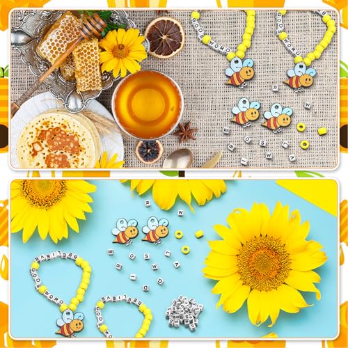 Ferreve 24 Sets Bee Bible Bead Bracelet Crafts Christian Bible Religious DIY Honey Sunday School Crafts Supplies for Party Favors Decor Birthday Gifts