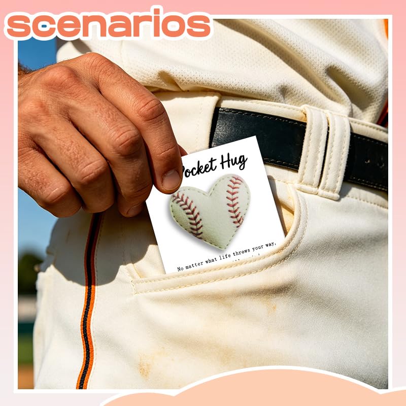 Baseball Heart Pocket Hug Token Baseball Lovers Sport Themed Heart Pockets - color: Baseball