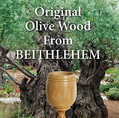 4.5" (Small) Olive Wood Communion Set from Bethlehem – Hand Carved Cup & Bread Tray for Lord's Supper, Eucharist & Kiddush – Authentic Worship Kit with Gift Bag - color: 1 Cup [Medium, Olive Wood Tray]