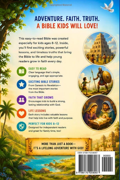 Kids Bible Ages 8-12 Easy to Read: A Collection of 50 Illustrated Old and New Testament Stories with Animated Videos