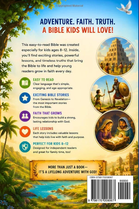 Kids Bible Ages 8-12 Easy to Read: A Collection of 50 Illustrated Old and New Testament Stories with Animated Videos