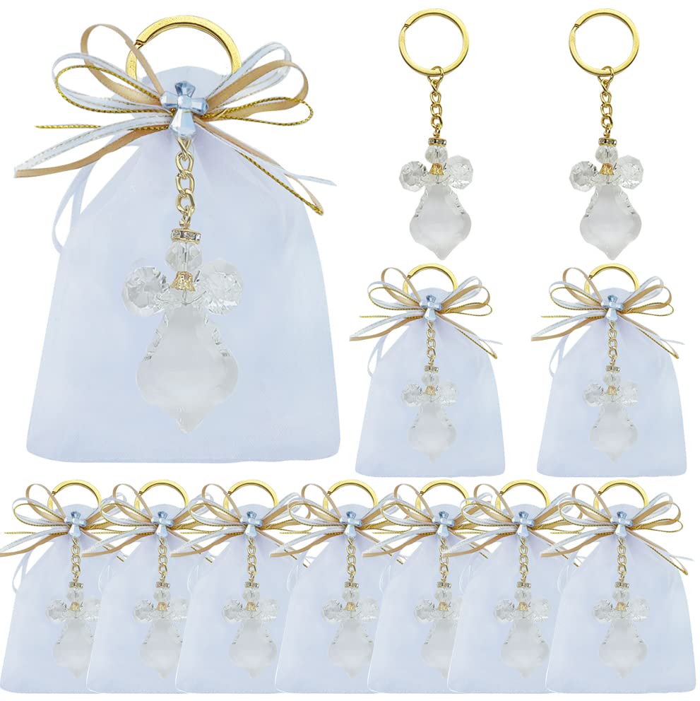 WE 12 Pcs Angel Crystal Keychains, Organza Bag Wedding Party Favors