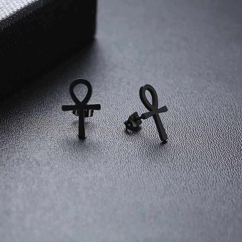 14K Yellow Gold Ankh Earrings For Women Men, The Key Of The Nile Ankh Pendant Symbol Sterling Silver Egyptian Jewelry For Men, Ankh Cross Drop Earrings Women Dangle Earrings Amulet Crucifix Egyptian Earrings For Women, Ankh Necklace Women - color: Ankh Ea