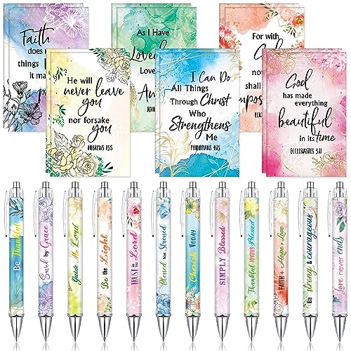 Colarr 24 Pcs Christian Women Gifts Bible Pens Notebooks, Flower - style: Flower