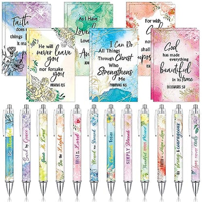 Colarr 24 Pcs Christian Women Gifts Bible Pens Notebooks, Flower - style: Flower
