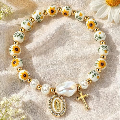 Holy Water Bracelet for Women,Religious Christian FaithJewelry - color: (Yellow1)