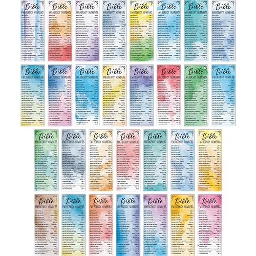 120 PCS Bible Emergency Numbers Bookmarks, 30 Designs Christian Book Markers, Double Sided Printing Bible Verse Bookmarks, Religious Gift for Women, Men, Church Supplies, Book Lovers (2.4” x 6.1”) - style: Bible Emergency Numbers Bookmark