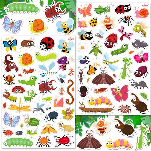LINAYE 24 Sheets Cute Bug Insect Stickers for Kids, 960 Counts for Scrapbooking,Water Bottles,Envelopes,Laptop Lovely Insect Stickers for Classroom Boys Girls - style: Cute Insect 24 Sheets
