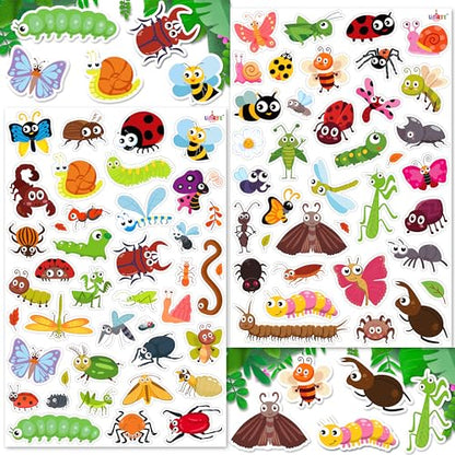 LINAYE 24 Sheets Cute Bug Insect Stickers for Kids, 960 Counts for Scrapbooking,Water Bottles,Envelopes,Laptop Lovely Insect Stickers for Classroom Boys Girls - style: Cute Insect 24 Sheets