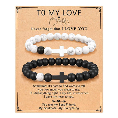 Beaded Cross Bracelet, Matching Bracelets for Couples Gifts for Him Christian Bracelets for Women, Love Bracelet Relationship Bracelets His & Her Valentine'S Day Cool Bracelets With Cross