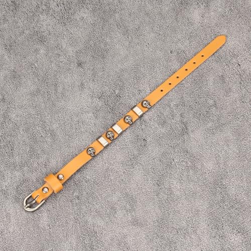 Jeilwiy Punk Rock Gothic Black Rivet Leather Spiked Necklace Collar Neckband Leather Choker Necklace for Women Mom Gifts Adjustable - color: HGB152-Orange