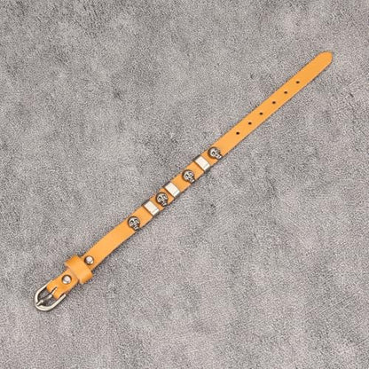 Jeilwiy Punk Rock Gothic Black Rivet Leather Spiked Necklace Collar Neckband Leather Choker Necklace for Women Mom Gifts Adjustable - color: HGB152-Orange
