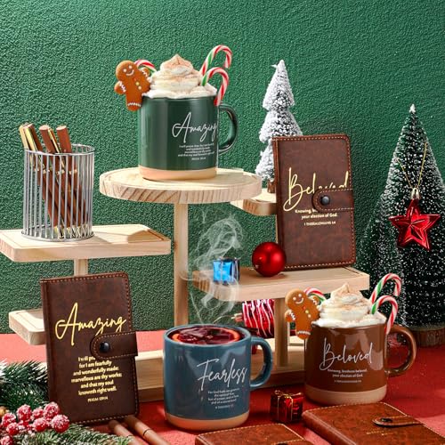 Potchen 18 Pcs Christian Church Gift 13oz Coffee Mug Journal Pen, Brown - color: Retro Brown, size: Bible