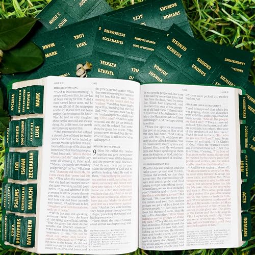 Bible Tabs for Women & Men Green – 80 Gold Foil (66+14 Blank) - color: Green