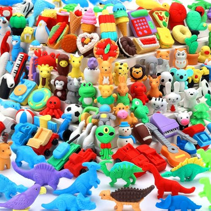 URSKYTOUS 121Pcs Animal Erasers Desk Pets for Kids,Classroom Prizes - style: 121Pcs