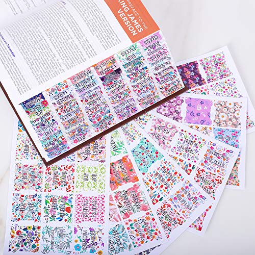 Floral Bible Tabs Laminated with Matte Film, Large Print Easy to Read, Cute Bible tabs for Women and Girl, 90 Bible Index tabs in Total, 66 tabs for Old and New Testament, Additional 24 Blank tabs - color: Floral