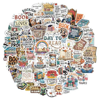 300+ PCS Book Stickers Pack for Kindle Water Bottle Laptop - Waterproof Vinyl Scrapbook Journaling Supplies Cute Bookish Stickers Gift Book Lovers Booktok Accessories (Book Stickers) - color: Book Stickers