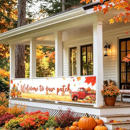 Welcome to Our Patch Fall Banner Pumpkin Patch Thanksgiving Yard Sign Decor - color: Welcome to Our Patch