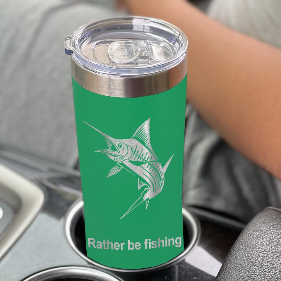 LaserGram Personalized 22oz Skinny Tumbler, Christian Cross (Green) - color: Green