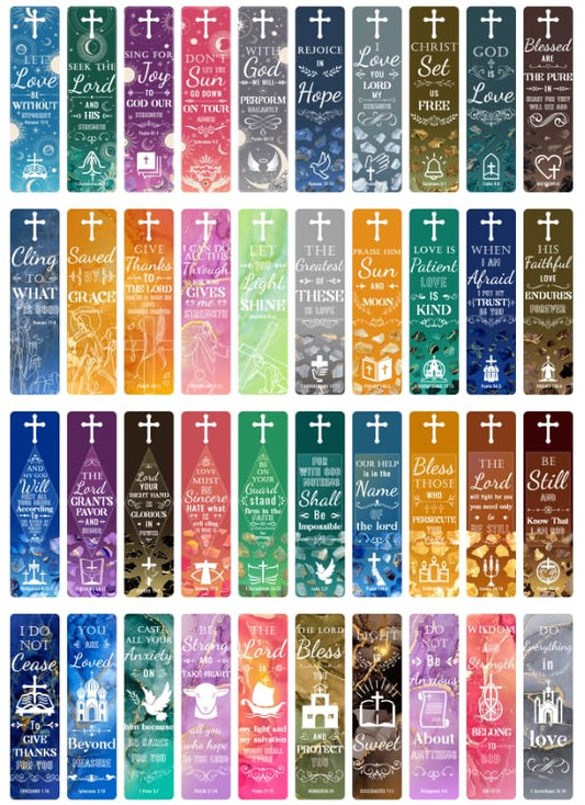 200Pcs Bible Verses Bookmarks with Hollow Cross Inspirational Christian Bookmark Scripture Religious Book Marks for Women Men Reading Lover Bible Book Markers for Classroom Christian Gifts for Church - color: 40 Styles 200 Pcs