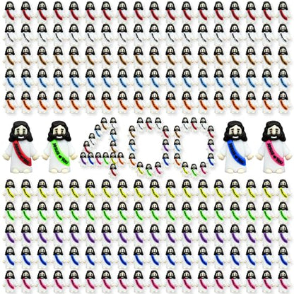 400 Pack Little Jesus Figures Easter Mini Rubber Toys to Hide and Seek, Pocket Jesus Love You Miniatures Religious Party Favors Baptism Gifts Sunday School Easter Egg Stuffers (400) - color: 10-color *400