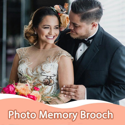 Wedding Double Picture Frame Brooch for Bride Grooms Boutonniece Pin for Wedding Bouquet - color: black two
