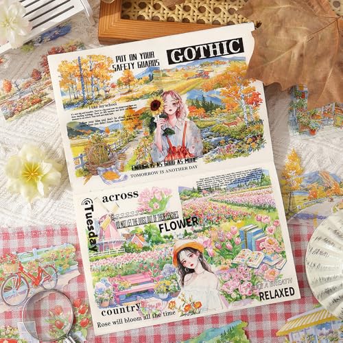 Autumn Landscape PET Sticker Book, Diecut Stickers for Journaling - color: A Thin Book of Light