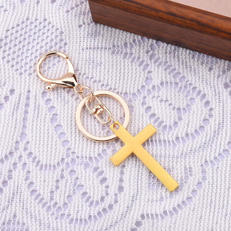 YALLNASL Cross Purse Charm for Handbag Purse Cross Keychain Accessories for Women Men Religious Christian Birthday Gift Ideas - color: Gold