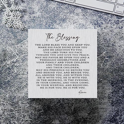 the Blessing Wooden Box Sign Decorative Christian Song Lyrics Scripture Art Wood Box Sign Home Decor Rustic Square Desk Decor Sign for Shelf 5 x 5 Inches