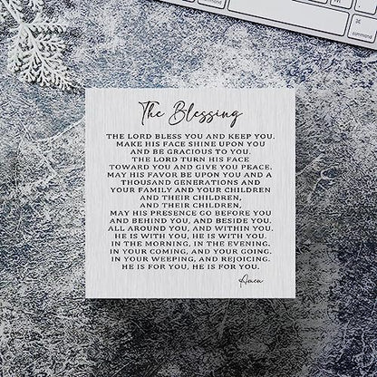 the Blessing Wooden Box Sign Decorative Christian Song Lyrics Scripture Art Wood Box Sign Home Decor Rustic Square Desk Decor Sign for Shelf 5 x 5 Inches