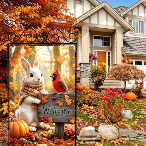 Large Fall Welcome House Flags for Outside 28 x 40 Double Sided - color: Fall, size: 28x40 Inches