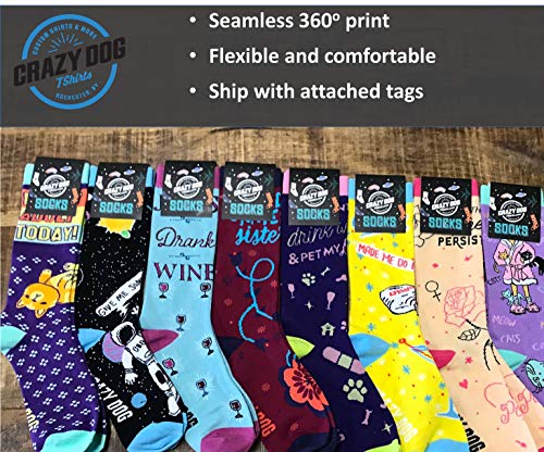 Cute and Funny Compression Socks for Women and Men with Funny Sayings - color: Drink Wine and Pet My Dog
