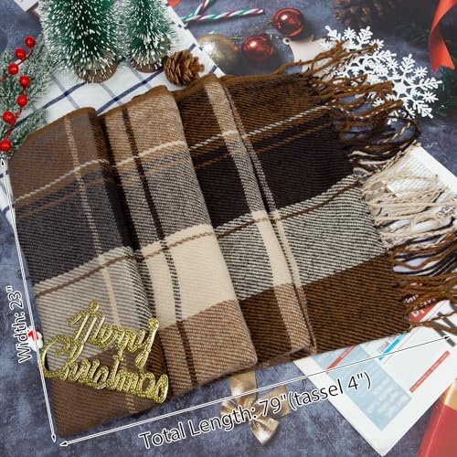 Loritta Winter Scarf for Women, Long Plaid Shawl Wraps Scarves Gifts - color: R-khaki Beige Lattice