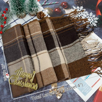 Loritta Winter Scarf for Women, Long Plaid Shawl Wraps Scarves Gifts - color: R-khaki Beige Lattice