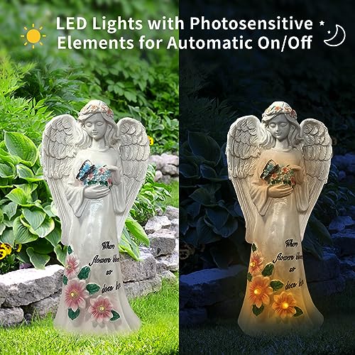 Solar Angel Garden Statue, 11", Outdoor Resin Figurine