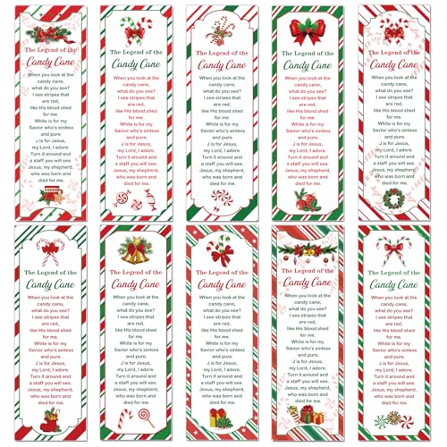 Christmas Candy Cane Bookmarks Gifts - Cosmisun 200 Pcs Meaning Story Bookmarks Jesus Religious Candy Cane Christian Page Marker Clip for Women Men Xmas Sunday School Teacher Classroom Reading Rewards - color: Christmas Candy Cane