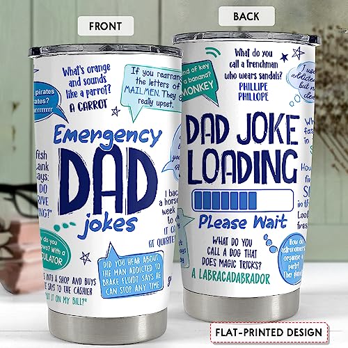 SANDJEST Tumbler For Dad 20oz Dad Jokes Stainless Steel Insulated Tumblers Coffee Travel Mug Funny Cup Gift for Dads Father Papa Birthday Christmas - color: Dad