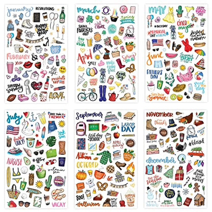 bloom daily planners Holiday Seasonal Planner Sticker Sheets - Vintage Seasonal Sticker Pack - Removable & Repositionable - Over 310 Stickers Per Pack!